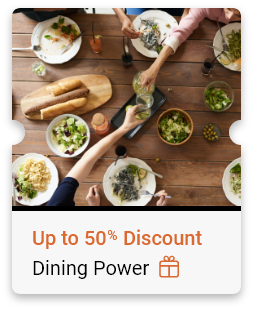 50% Discount Food and 30% on Beverage